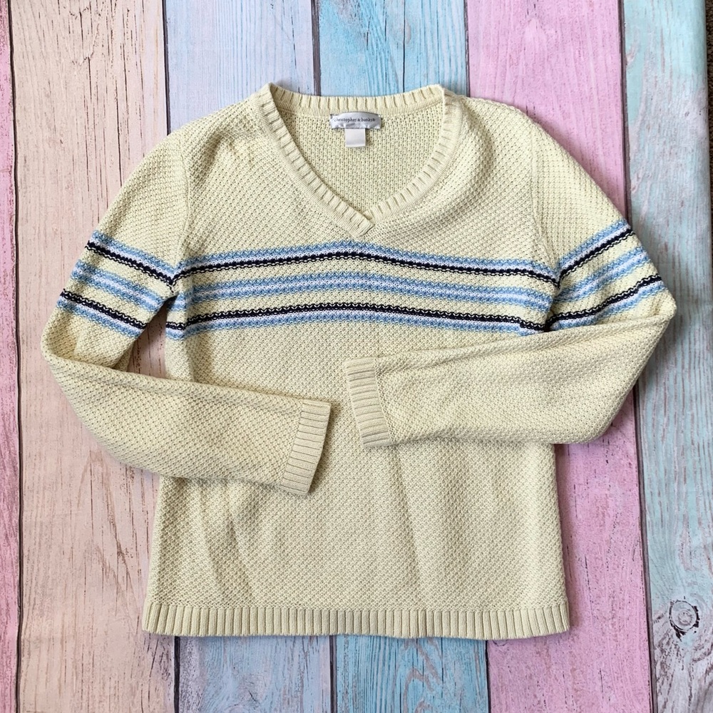 Christopher & Banks Light yellow v neck Sweater - Picture 5 of 9
